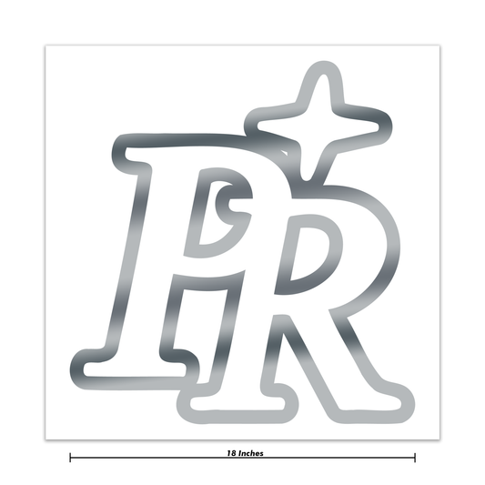 Chrome "PR" Decal 18 Inch