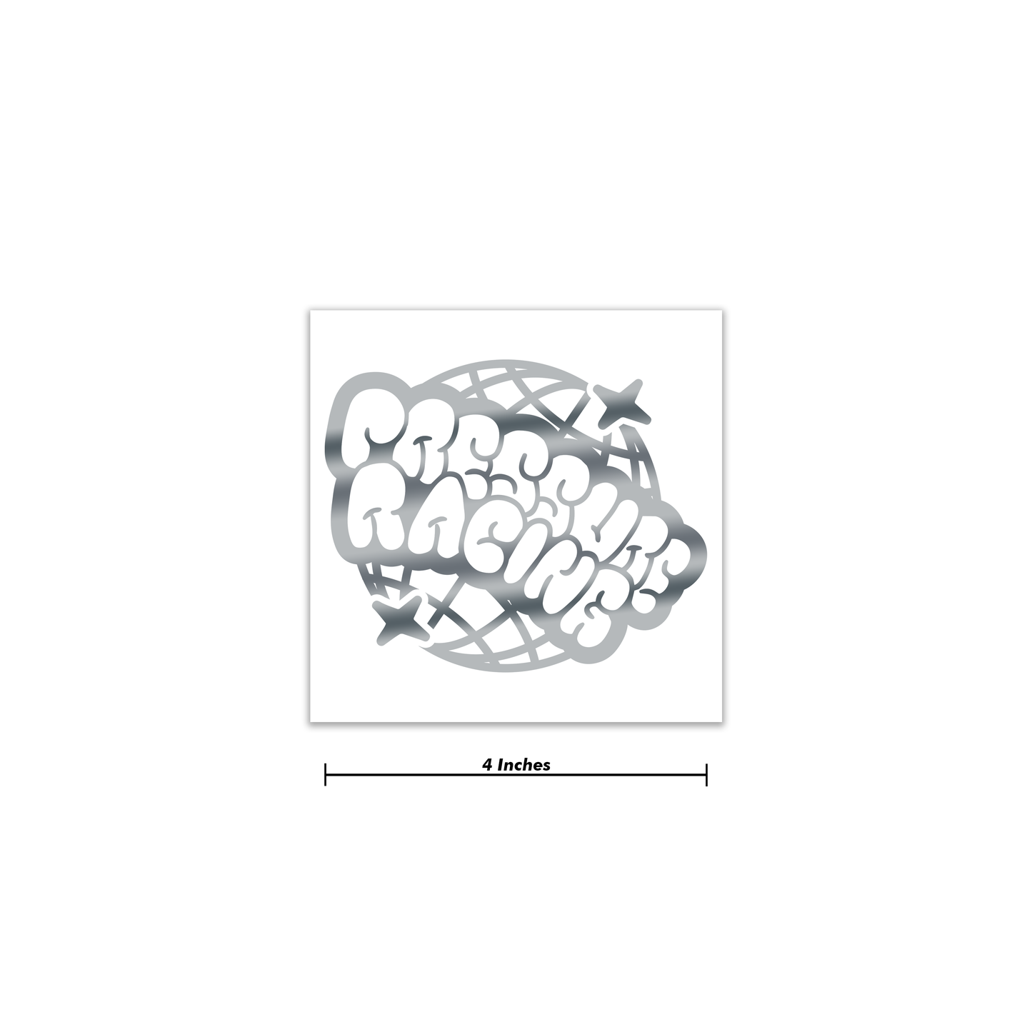 Chrome Pressure Worldwide Bubble Decal 4 Inch
