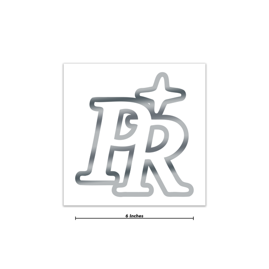 Chrome "PR" Decal 6 Inch