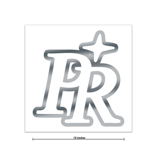 Chrome "PR" Decal 12 Inch