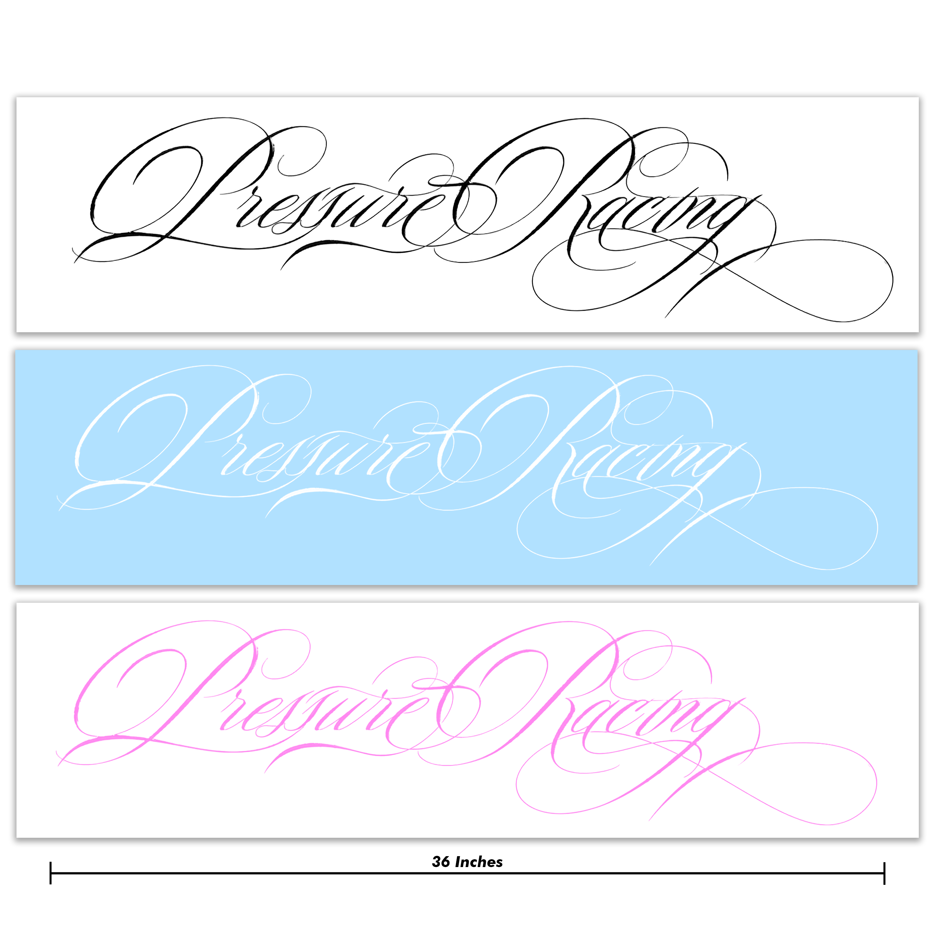 Pressure Racing Calligraphy Banner 36 Inch – Pressure Racing LLC