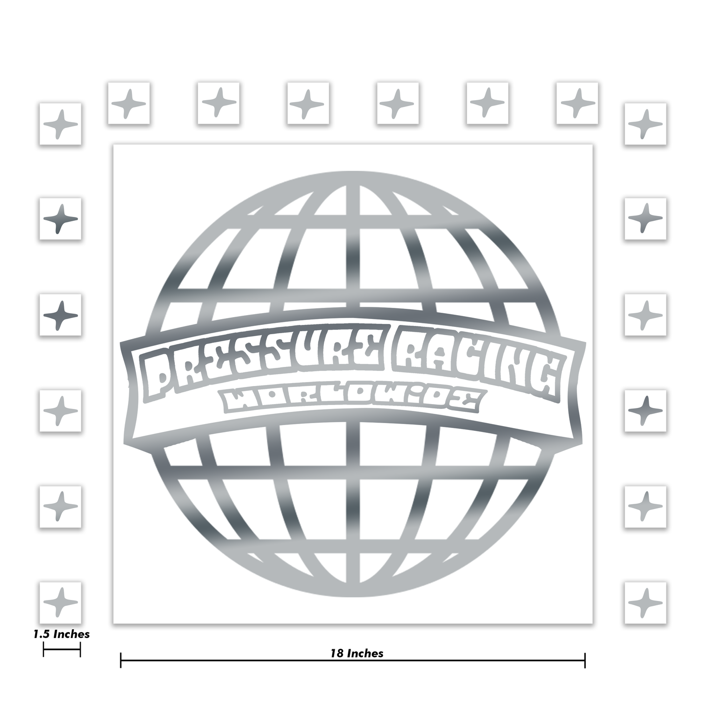 Chrome Pressure Racing World Wide Decal 18 Inch