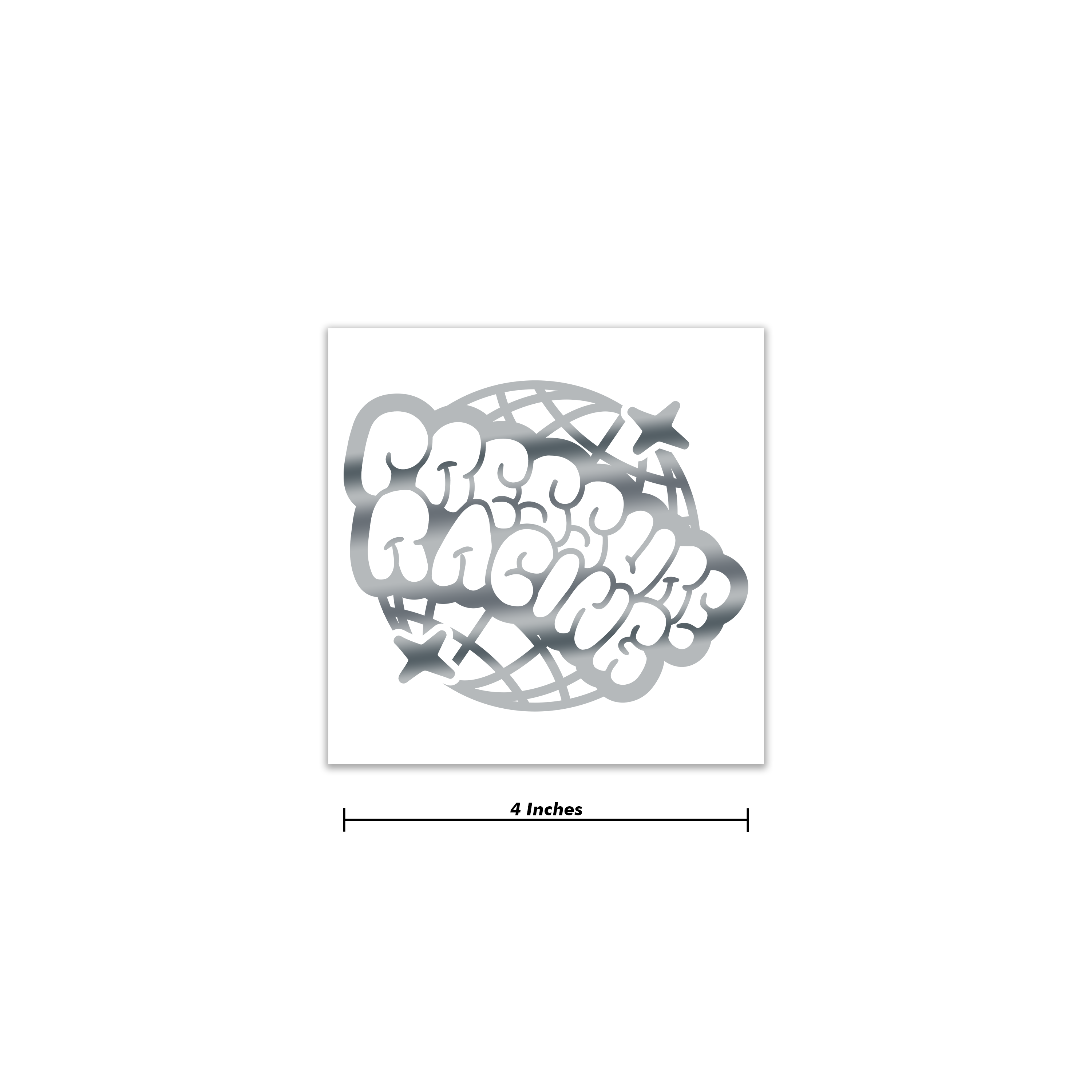 Chrome Pressure Worldwide Bubble Decal 4 Inch – Pressure Racing LLC