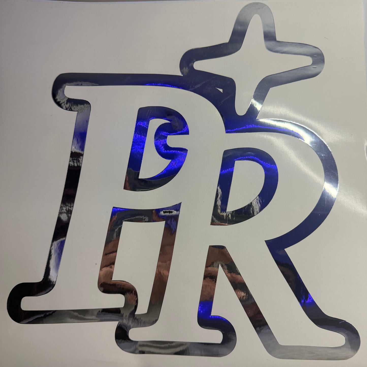 Chrome "PR" Decal 6 Inch