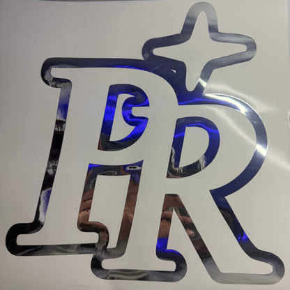 Chrome "PR" Decal 12 Inch