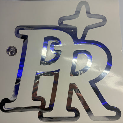 Chrome "PR" Decal 12 Inch